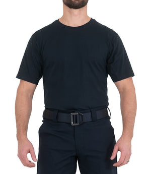 Front of Men's Tactix Series Cotton Short Sleeve T-Shirt in Midnight Navy