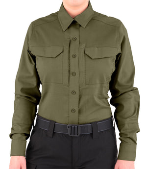 Front of Women's V2 Tactical Long Sleeve Shirt in Tundra