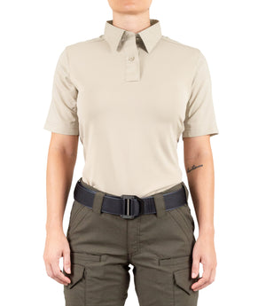 Front of Women's V2 Pro Performance Short Sleeve Shirt in Tan