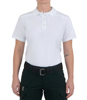 Front of Women's Cotton Short Sleeve Polo in White