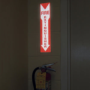 CYFLECT ADHESIVE FIRE EXTINGUISHER SIGN GLOWS AND REFLECTS