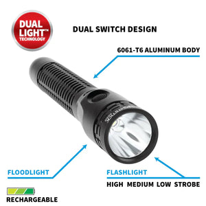 Nightstick - Metal Duty/Personal-Size Dual-Light Flashlight (DC Power Supply Only) - Li-Ion - Black