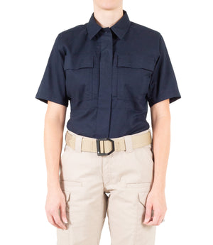 Front of Women's V2 BDU Short Sleeve Shirt in Midnight Navy