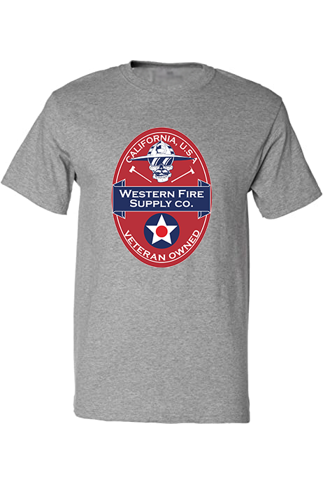 Western Fire Supply Tee - Light Grey with Red Skull