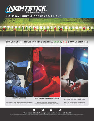 Nightstick Multi-Flood USB Gear Light w/Secure Clasp for MOLLE/Vest Straps - Black USB-4510M