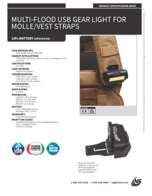 Nightstick Multi-Flood USB Gear Light w/Secure Clasp for MOLLE/Vest Straps - Black USB-4510M
