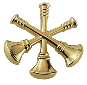 ASST CHIEF, 3 BUGLES, 2 POSTS & CLUTCH BACKS, PAIRS, 3/4" HIGH