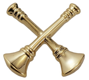 CAPTAIN, 2 CROSSED BUGLES, 2 POSTS & CLUTCH BACKS, PAIRS, 3/4" HIGH