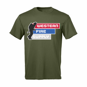 Western Fire Supply Tee - Green Tee with Firefighter