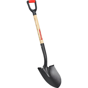 Corona Round Point Shovel, 15-Gauge, 12" Head, 30" Wood Handle, Plastic D-Grip