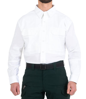 Front of Men's V2 Tactical Long Sleeve Shirt in White