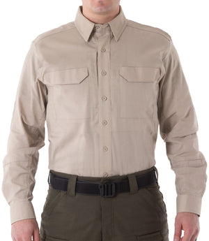 Front of Men's V2 Tactical Long Sleeve Shirt in Khaki