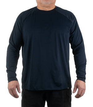 Front of Men’s Performance Long Sleeve T-Shirt in Midnight Navy