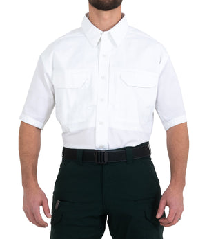 Front of Men's V2 Tactical Short Sleeve Shirt in White