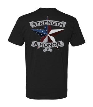 Back of Strength & Honor T-Shirt in Black