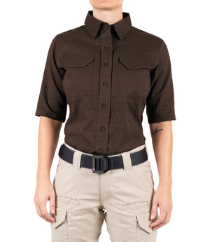Front of Women's V2 Tactical Short Sleeve Shirt in Kodiak Brown