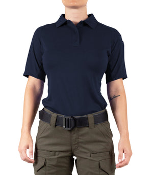 Front of Women's Performance Short Sleeve Polo in Midnight Navy