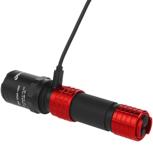 Nightstick - Metal USB Dual-Light Tactical Flashlight w/Holster - Li-Ion - Red