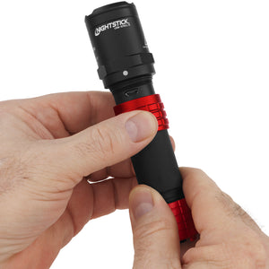 Nightstick - Metal USB Dual-Light Tactical Flashlight w/Holster - Li-Ion - Red