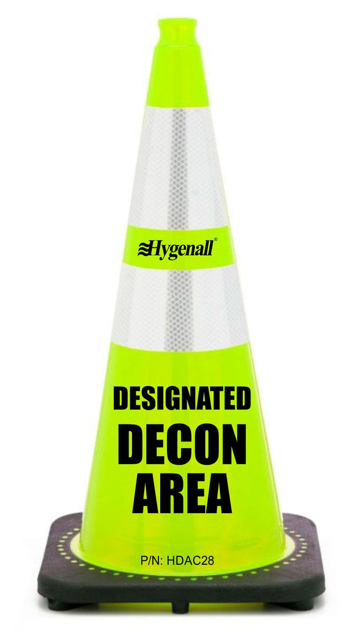 Hygenall Lime Green Reflective Cones for marking Designated Decon Areas (4 Cones/case) - Case