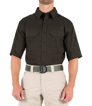 Front of Men's V2 Tactical Short Sleeve Shirt in Brown