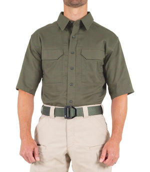 Front of Men's V2 Tactical Short Sleeve Shirt in OD Green