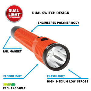 Nightstick - Polymer Duty/Personal-Size Dual-Light Flashlight w/Magnet - Li-Ion - Red